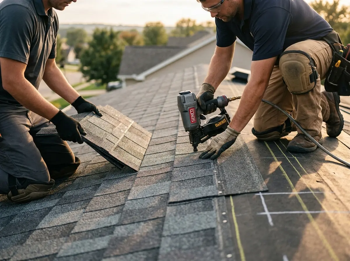 Professional roofer working on a residential roof in Croton-on-Hudson